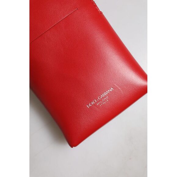 Dolce & Gabbana Red Leather Purse Phone Sling Crossbody Neck Strap Men's Bag - Picture 4 of 5